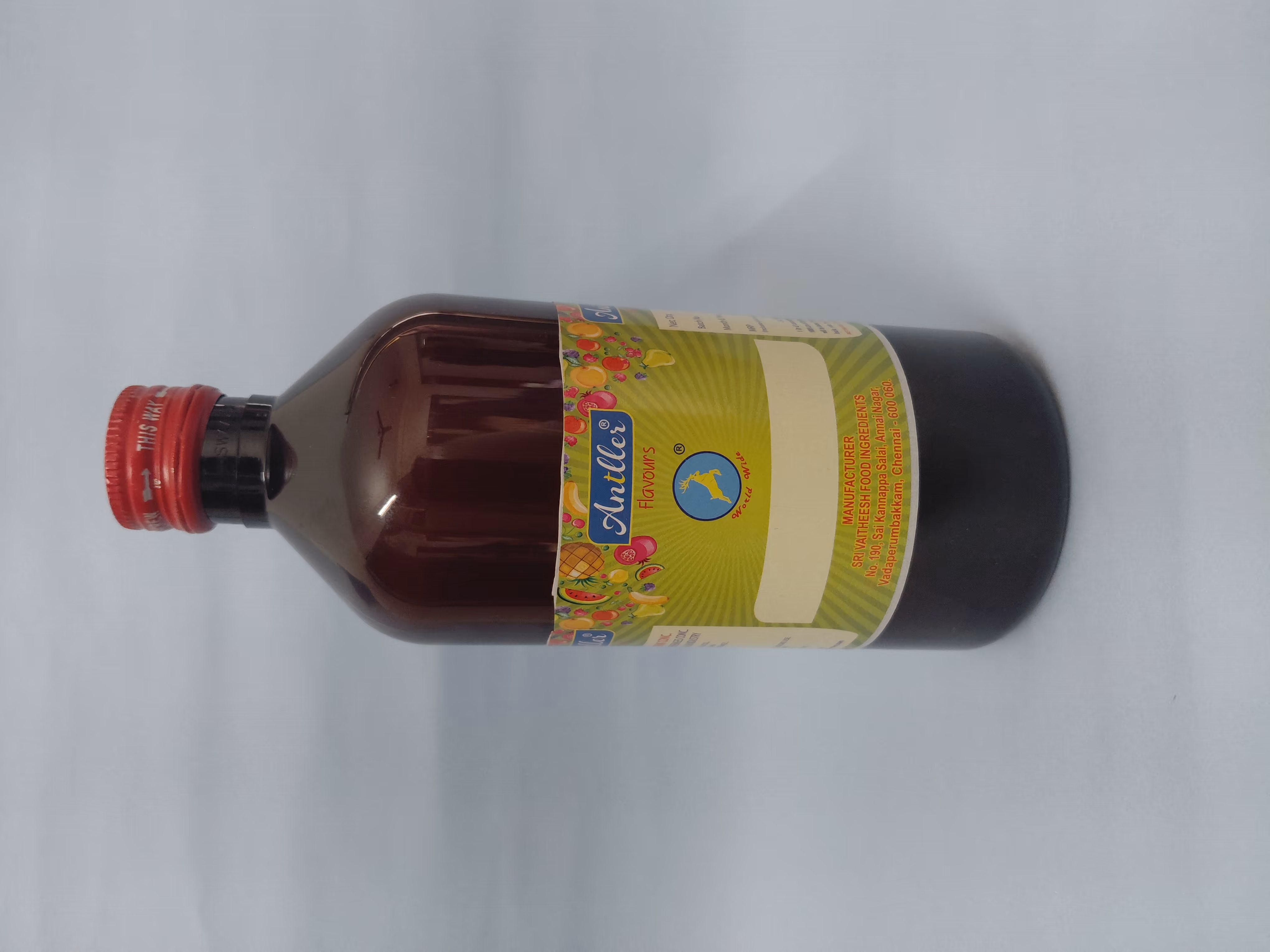 Antller Flavours bottle with blank flavour name space on the label before compositing