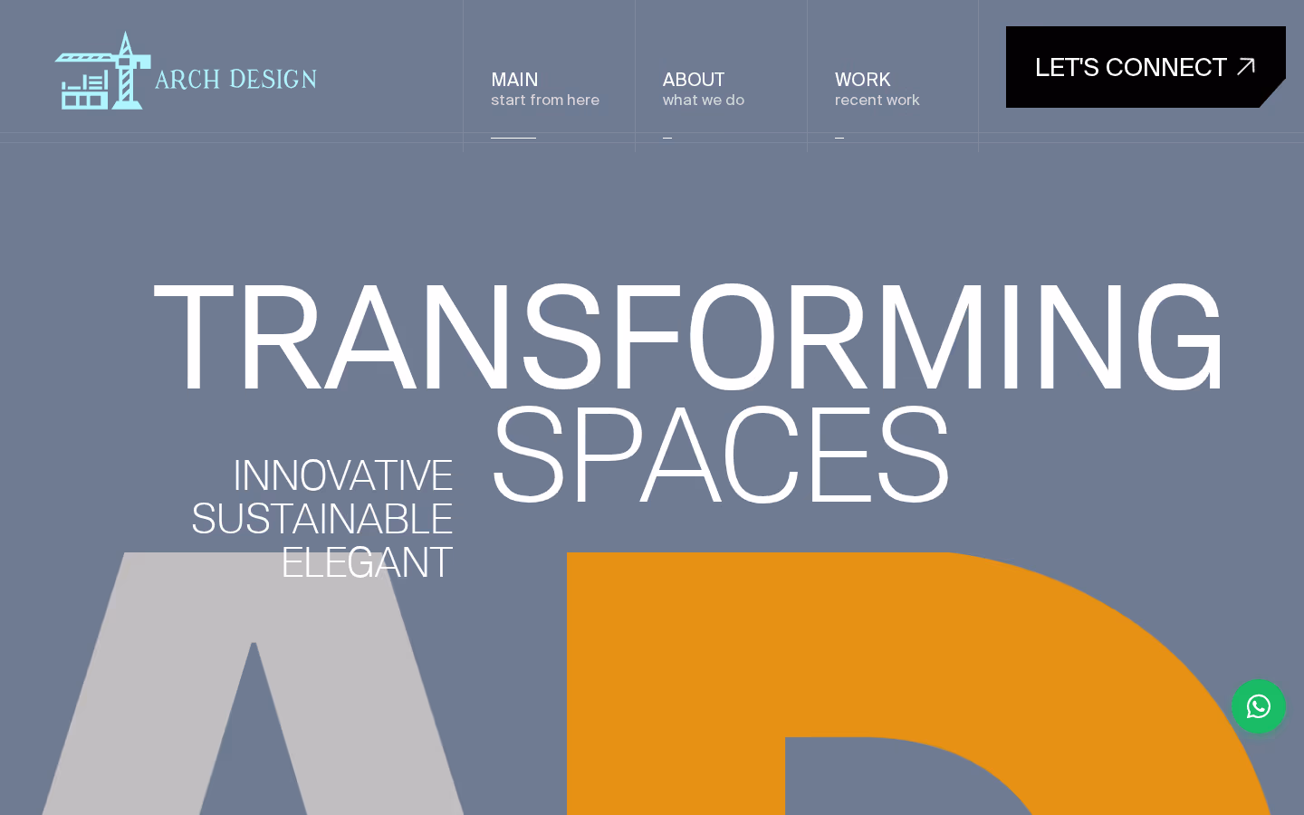 Arch Design Solution homepage with value proposition and primary call to action